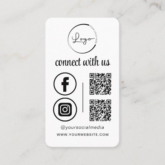 QR Connect met Amerikaanse zakelijke Logo Social M Visitekaartje (Voorkant)