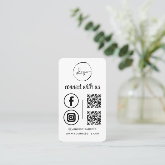 QR Connect met Amerikaanse zakelijke Logo Social M Visitekaartje (Staand voorkant)