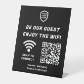QR Connect Wifi Black Business Logo Reclamebord Met Voetstuk (Voorkant)