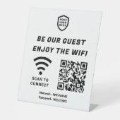 QR Connect Wifi White Business Logo Pedestal Sign Reclamebord Met Voetstuk (Voorkant)