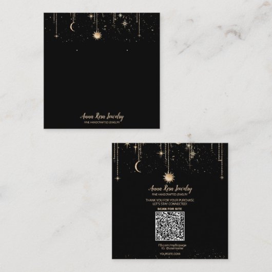 *~* QR Cosmic Celestian Moon Jewelry Earring Vierkante Visitekaartje (Voorkant / Achterkant)
