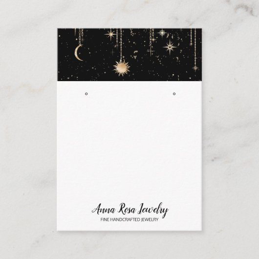 *~* QR Cosmic Celestian Sun Moon Jewelry Earring Visitekaartje (Voorkant)