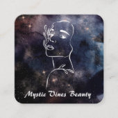 *~* QR Cosmic Nebula Fantasy Goddess Floral Square Vierkante Visitekaartje (Voorkant)