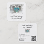 *~* QR Crystal Opal Heart Angel Wings AP78 Vierkante Visitekaartje (Voorkant / Achterkant)