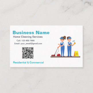QR Custom Cleaning Service Maid Business Card Visitekaartje