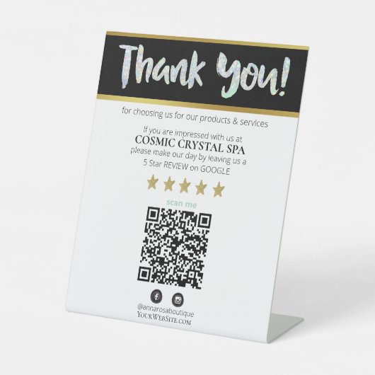 *~* QR DANK U REVIEW Pastel HOLO AP8 Reclamebord Met Voetstuk (Voorkant)