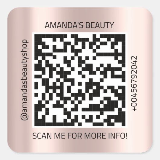 QR de Bevorderingsnaam van het Contact Web Roos Vierkante Sticker (Voorkant)