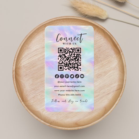 QR-de code verbindt met ons iriserende opaal stijl Visitekaartje