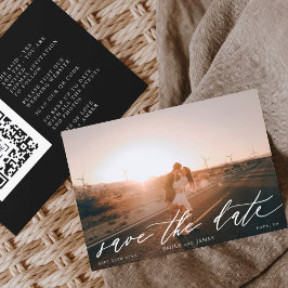 QR de Foto Moderne van de Code Zwart en Wit sparen Save The Date