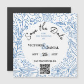 QR de Moderne Floral van de Code sparen de DatumBi (Voorkant / Achterkant)