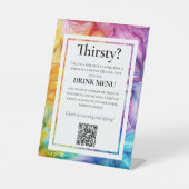 QR DRINKEN Trouwmenu ETHERISCHE BLOEI Reclamebord Met Voetstuk (Voorkant)