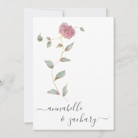 *~* QR EENVOUDIGE RSVP Roos Gouden Glitter AR12 Hu Kaart (Voorkant)