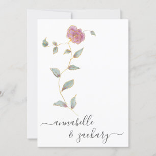 *~* QR EENVOUDIGE RSVP Roos Gouden Glitter AR12 Hu Kaart