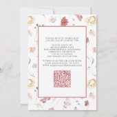 QR Elegant Blush Roze Bloemen Vlinder Quinceañera Kaart (Achterkant)