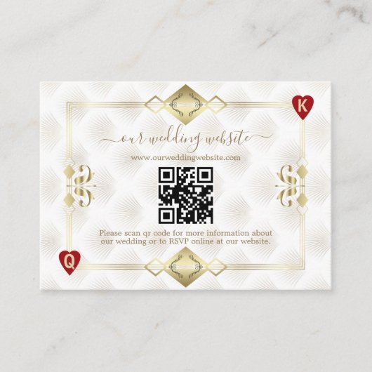 QR Elegant Gold White Art Deco 20s Casino Vegas Informatiekaartje (Voorkant)
