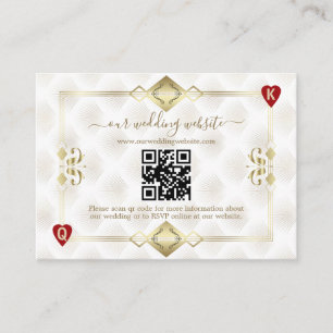 QR Elegant Gold White Art Deco 20s Casino Vegas Informatiekaartje