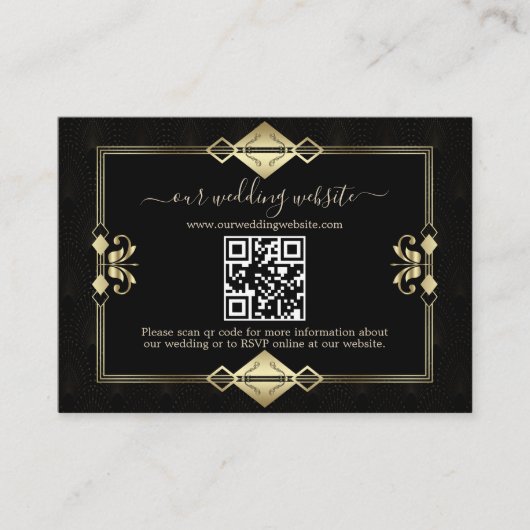 QR Elegante Art Deco Jaren 20 Casino Vegas  Informatiekaartje (Voorkant)
