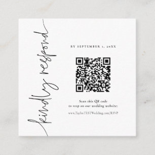 QR Elegante Kalligrafie Bruiloft vierkant RSVP Informatiekaartje