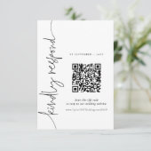 QR Elegante Kalligrafie Huwelijksreactie kaart RSV (Staand voorkant)