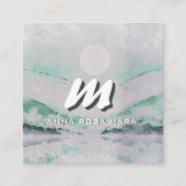 ** QR Emerald Abstract Landschap Natuur AP93 Vierkante Visitekaartje (Voorkant)