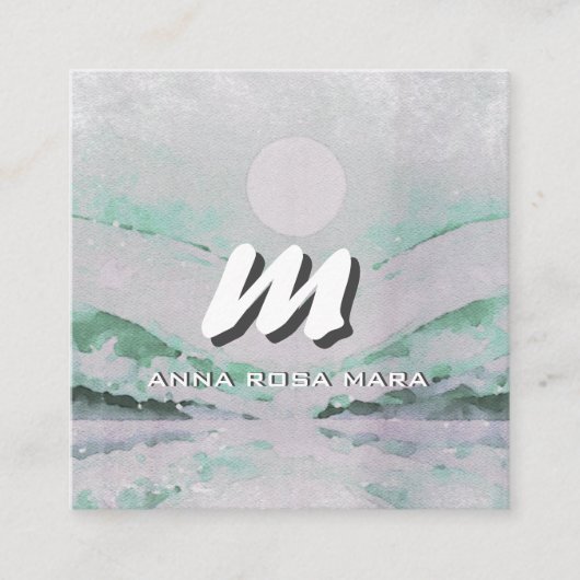 ** QR Emerald Abstract Landschap Natuur AP93 Vierkante Visitekaartje (Voorkant)