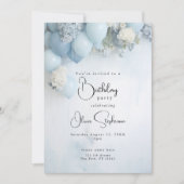 QR Feestelijke Stoffige Blauwe Witte Bloemen en Ba Kaart (Voorkant)