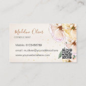 QR Floral Cinnamon Kleur Elegant Visitekaartje (Achterkant)