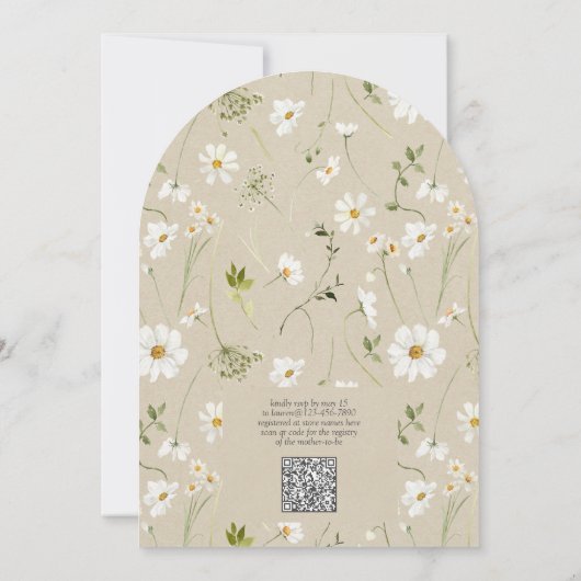 QR Floral Daisy Baby is een bloeiende rustieke dou Kaart (Achterkant)