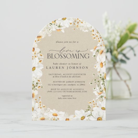 QR Floral Daisy Baby is een bloeiende rustieke dou Kaart (Staand voorkant)