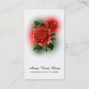 *~* QR Floral Red ROSE Wedding Event Planner Visitekaartje