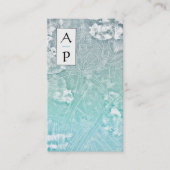 *~* QR Floral Subtle Flowers TURQUOISE Logo Foto Visitekaartje (Voorkant)