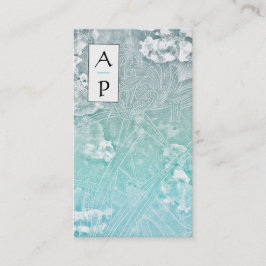 *~* QR Floral Subtle Flowers TURQUOISE Logo Foto Visitekaartje