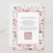 QR Formele Elegante Blush Roze Bloemen Quinceanera Kaart (Achterkant)