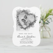 *~* QR FOTO AR6 WEDDING Heart BEWAREN DATUM Kaart (Staand voorkant)