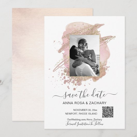 *~* QR Foto - BRUILOFT SAVE the DATE Website AR6 Kaart (Voorkant / Achterkant)