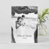 *~* QR FOTO RSVP AR13 AGATE Black Wedding Invi Kaart (Staand voorkant)