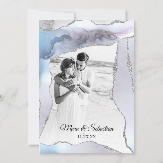 *~* QR FOTO RSVP AR13 AGATE Pearl Wedding in Kaart (Voorkant)