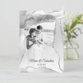 *~* QR FOTO RSVP AR13 Silver AGATE Wedding Kaart (Staand voorkant)