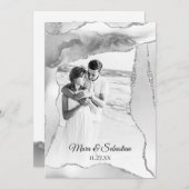 *~* QR FOTO RSVP AR13 Silver AGATE Wedding Kaart (Voorkant / Achterkant)