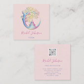 QR-genezing Yoga Classes School Instructor Logo Vierkante Visitekaartje (Voorkant / Achterkant)