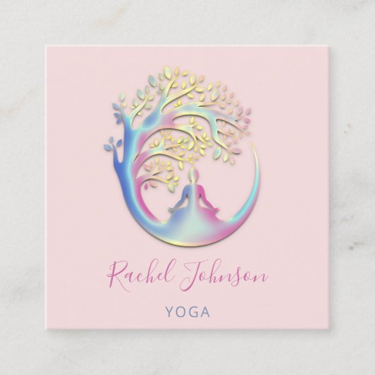 QR-genezing Yoga Classes School Instructor Logo Vierkante Visitekaartje (Voorkant)