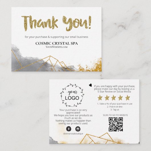 *~* QR GEOMETRISCH - DANK U LOGO AP8 Review Informatiekaartje (Voorkant / Achterkant)