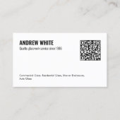 QR Glass Company Visitekaartje (Achterkant)