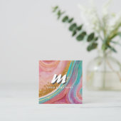 *~* QR Glitter Modern Abstract Marmer Geode AP93 Vierkante Visitekaartje (Staand voorkant)
