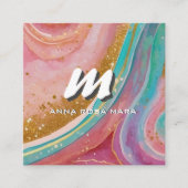 *~* QR Glitter Modern Abstract Marmer Geode AP93 Vierkante Visitekaartje (Voorkant)