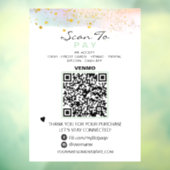 *~* QR Glitter PASTEL  Scan om te betalen betaling Raamsticker (Vel 3)