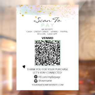 *~* QR Glitter PASTEL  Scan om te betalen Betaling Raamsticker