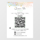 *~* QR Glitter PASTEL Scan to Pay Payment Window Raamsticker (Vel)