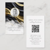 *~* QR GOLD Agaat Marmer FOTO LOGO ZWART AP66 Visitekaartje (Voorkant / Achterkant)