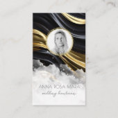 *~* QR GOLD Agaat Marmer FOTO LOGO ZWART AP66 Visitekaartje (Voorkant)